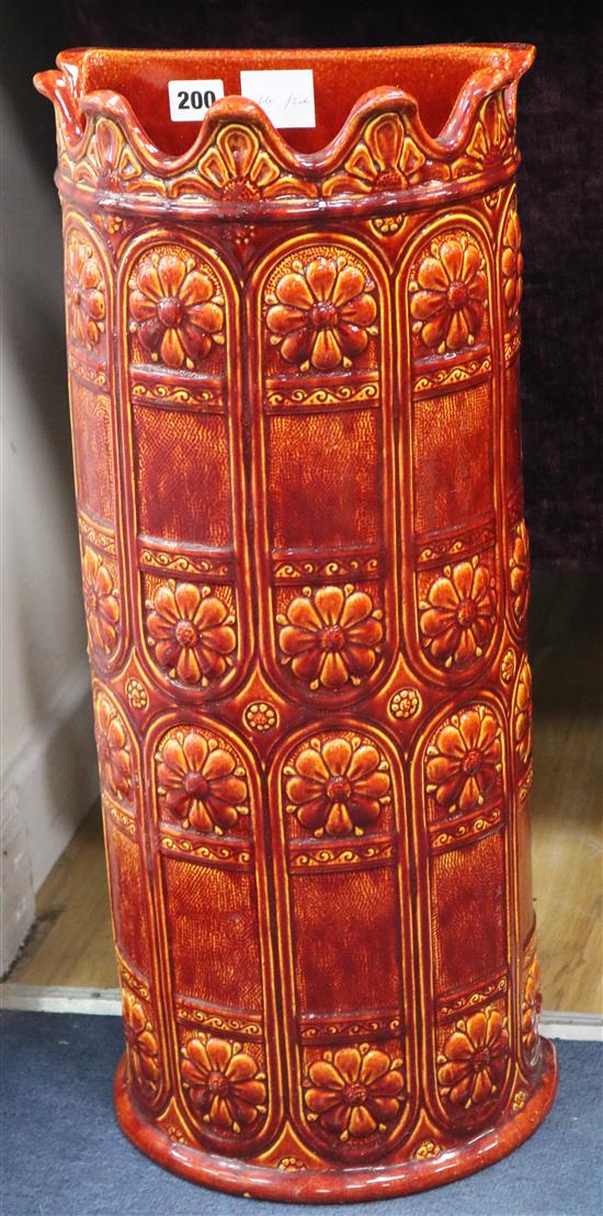 A Burmantofts russet glazed D section stick and umbrella stand